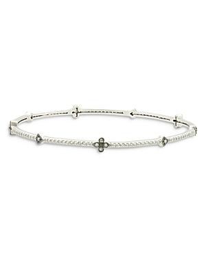 Fredia Rothman Pave Clover Station Bangle Bracelet