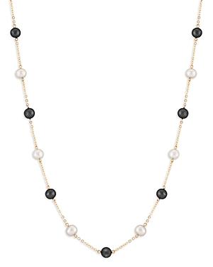 Bloomingdale's Freshwater Pearl & Onyx Bead Chain Statement Necklace In 14k Yellow Gold, 18 - 100% Exclusive