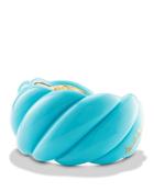 David Yurman Turquoise Resin Sculpted Cable Cuff Bracelet With 18k Gold