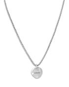 Allsaints Men's Hammered Logo Disc Pendant Necklace In Sterling Silver, 20
