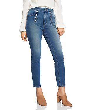 1.state Button-front Skinny Jeans In Mid Authentic