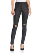 Ag Farrah Coated Ankle Skinny Jeans In Black Coated Ripped