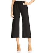 Three Dots Linen Pom-pom Trimmed Cropped Pants