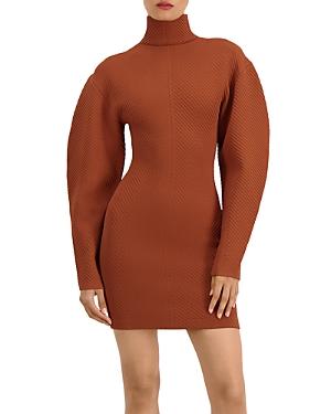 Herve Leger Ribbed Long Sleeve Mini Dress