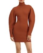 Herve Leger Ribbed Long Sleeve Mini Dress