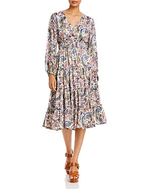 Aqua Paisley Print Tiered Midi Dress - 100% Exclusive