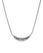Sterling Silver & 18k Bonded Gold Classic Chain Hammered Arc Adjustable Necklace, 18