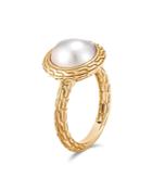 John Hardy 18k Yellow Gold Classic Chain Mabe Cultured Freshwater Pearl Ring