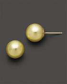 Cultured Golden South Sea Pearl Stud Earrings