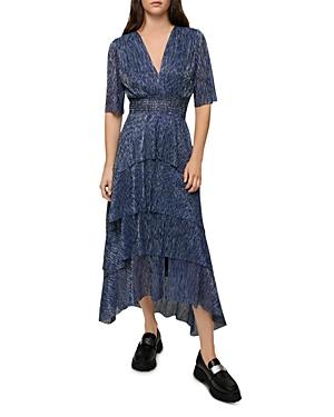 Maje Ruffini Metallic Tiered Dress