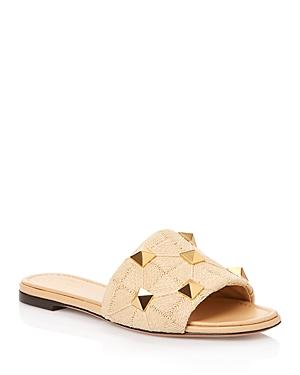 Valentino Garavani Women's Roman Stud Quilted Slide Sandals With Tonal Studs