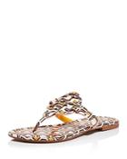 Tory Burch Women's Miller Printed Patent Leather Thong Sandals