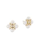 David Yurman 18k Yellow Gold Renaissance Diamond And Pearl Stud Earrings