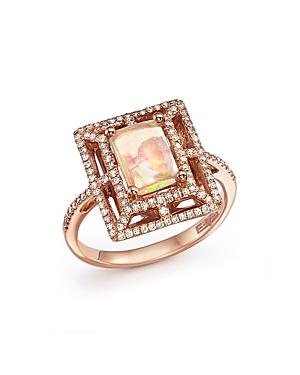 Opal And Diamond Statement Ring In 14k Rose Gold