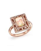 Opal And Diamond Statement Ring In 14k Rose Gold