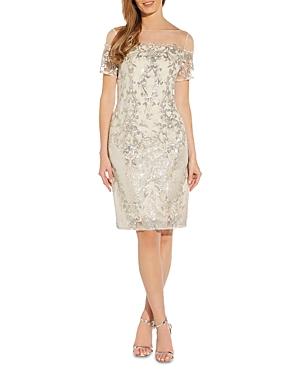 Adrianna Papell Sequin Embroidery Sheath Dress