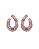 Hueb Mirage Diamond & Pink Sapphire Open Loop Earrings In 18k Yellow Gold