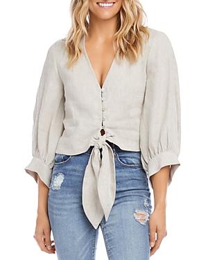 Karen Kane Tie Front Linen Crop Top