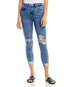 Good American Good Waist High Rise Crop Raw Hem Jeans In I020