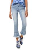 Michael Michael Kors Flounce Izzy Mid Rise Cropped Slim Jeans In Light Vintage Wash