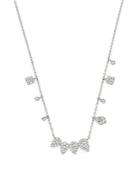 Meira T 14k White Gold Teardrop Charm Necklace With Pave Diamonds, 16