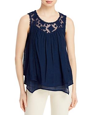 Single Thread Lace Yoke Sleeveless Blouse