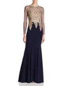 Avery G Embroidered-bodice Gown