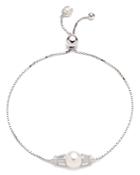 Carolee Cultured Freshwater Pearl Adjustable Bracelet In Sterling Silver