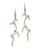 Annette Ferdinandsen Design 14k Yellow Gold Mother Of Pearl & Turquoise Blossom Branch Drop Earrings