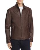 Cole Haan Lambskin Leather Stand Collar Jacket