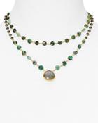 Ela Rae Lean Layered Emerald Necklace, 14