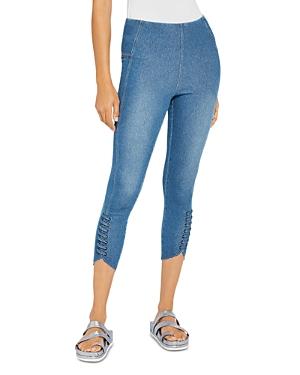 Lysse Lace Up Cropped Jeans In Mid Wash