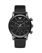 Emporio Armani Quartz Chronograph Black Leather Watch, 43 Mm