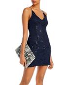 Aqua Sequined Lace Mini Dress - 100% Exclusive