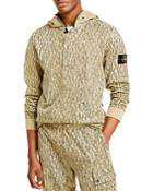Stone Island Cotton Blend Fleece Printed Regular Fit Quarter Zip Hoodie