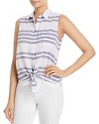 Beachlunchlounge Sleeveless Striped Tie-front Shirt