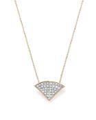 Adina Reyter Sterling Silver And 14k Yellow Gold Pave Diamond Fan Pendant Necklace, 15