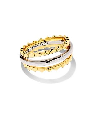 Kendra Scott Quinn Triple Band Ring In 14k Yellow Gold Plated & Rhodium Plated
