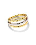Kendra Scott Quinn Triple Band Ring In 14k Yellow Gold Plated & Rhodium Plated