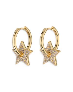 Luv Aj Pave Star Charm Hoop Earrings