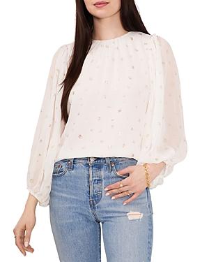 Vince Camuto Metallic Print Balloon Sleeve Blouse