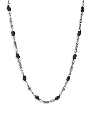 Degs & Sal Black Onyx Cable Chain Necklace In Rhodium Plated Sterling Silver, 24