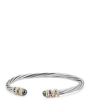 David Yurman Helena End Station Bracelet With Gray Cultured Freshwater Pearls, Diamonds And 18k Gold