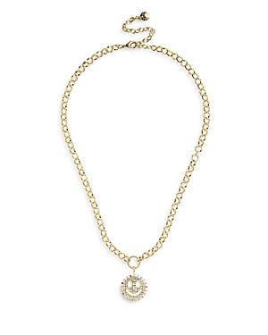 Baublebar Beam Multicolor Pave Smiley Face Pendant Necklace In Gold Tone, 16-19