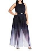 City Chic Ombre Pleated Maxi Dress