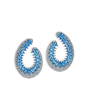 Hueb 18k White Gold Mirage Blue Topaz & Diamond Front To Back Earrings