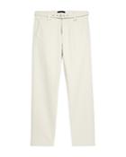 The Kooples Off-white Raw Straight Fit Jeans In Natural With Integrated Belt