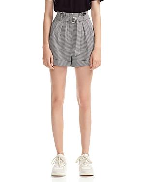 Maje Imy Belted Houndstooth Shorts