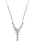 Bloomingdale's Pave Diamond Leaf Necklace In 14k White Gold, 1.10 Ct. T.w. - 100% Exclusive