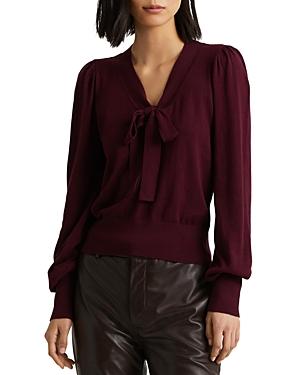 Ralph Lauren Tie Neck Puff Sleeve Sweater
